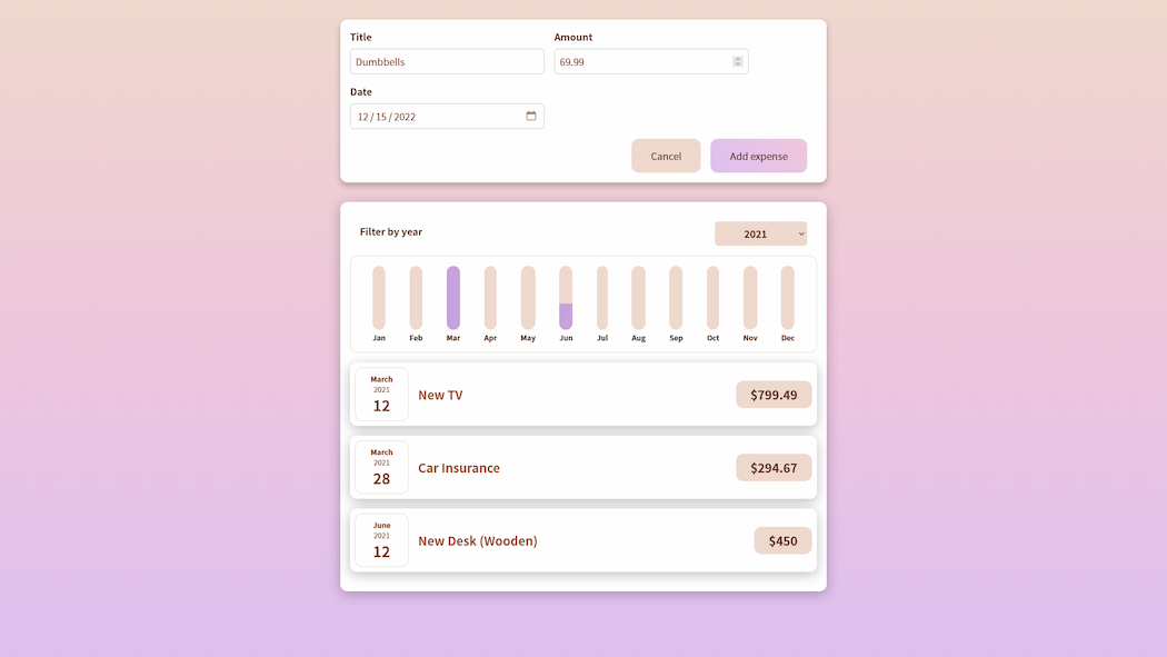 React Expenses - Screenshot